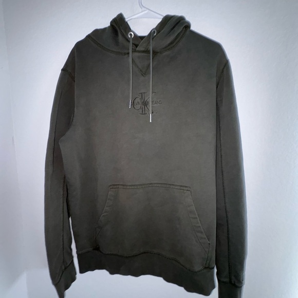 Calvin Klein Jeans Washed Monologo Hoodie Green - Picture 9 of 16